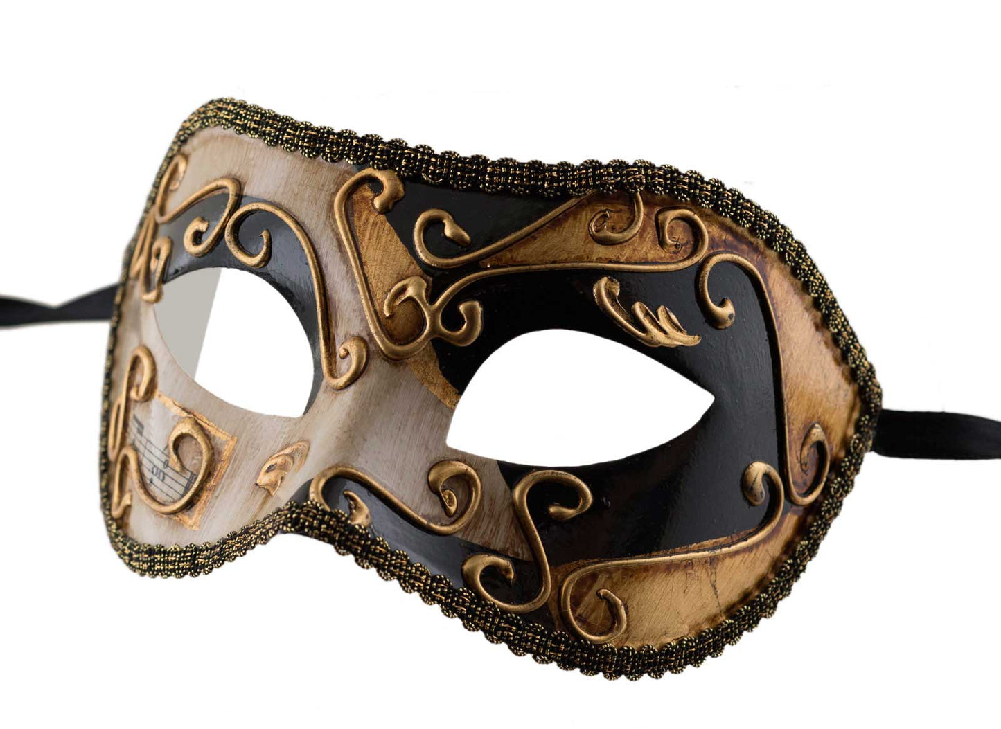 Masque Colombine Doré Noir – Artisanat Authentique de Venise