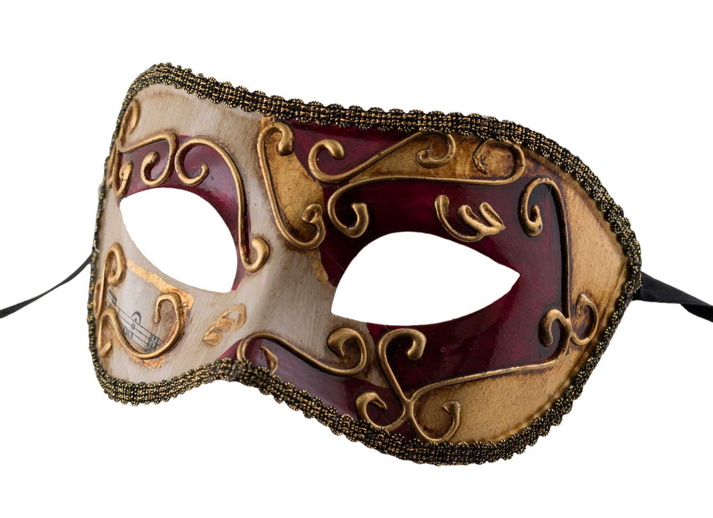 Masque Colombine Rouge et Doré – Artisanat Authentique de Venise