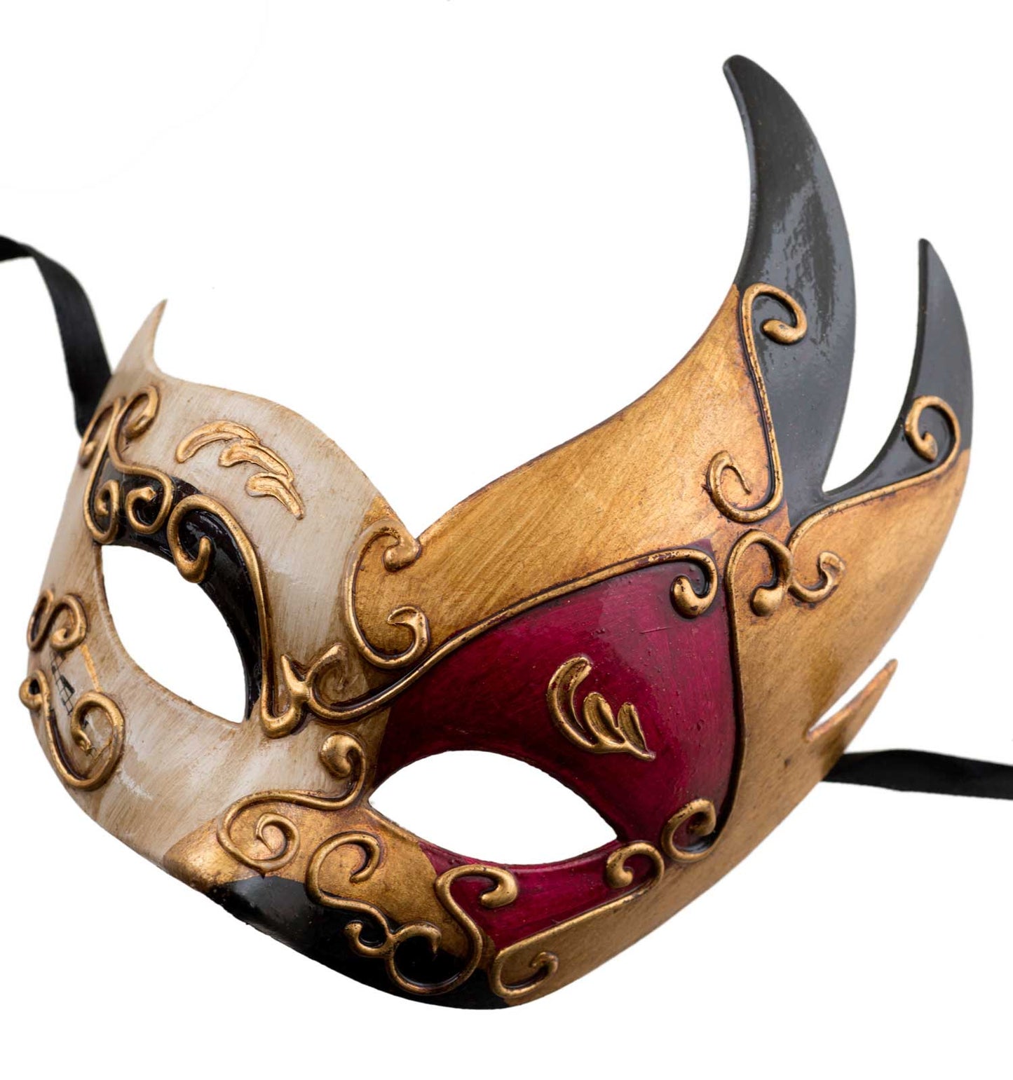 Masque Colombine Cygne Rouge et Doré – Artisanat Authentique de Venise