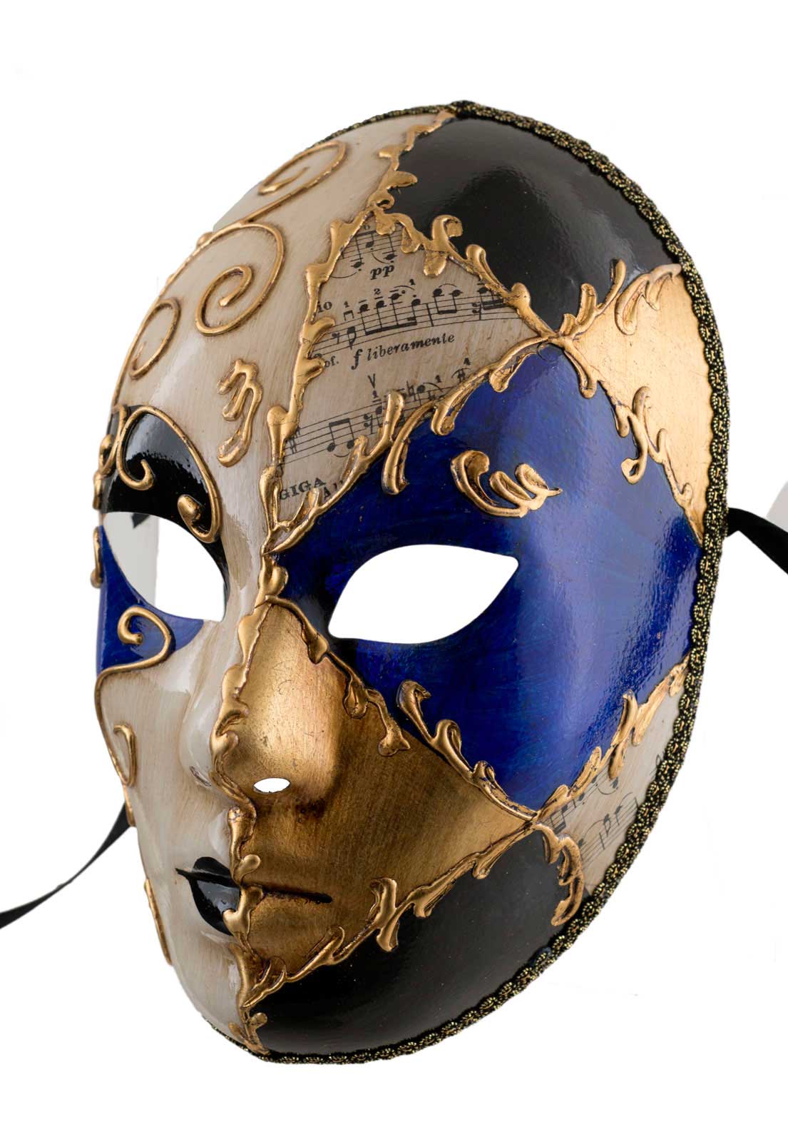 Masque Vénitien Volage Bleu et Doré – Artisanat Authentique de Venise