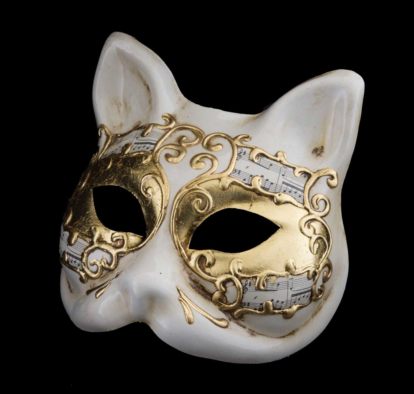 Masque Chat Gatto Musica Doré Collection Iceland – Artisanat Authentique de Venise