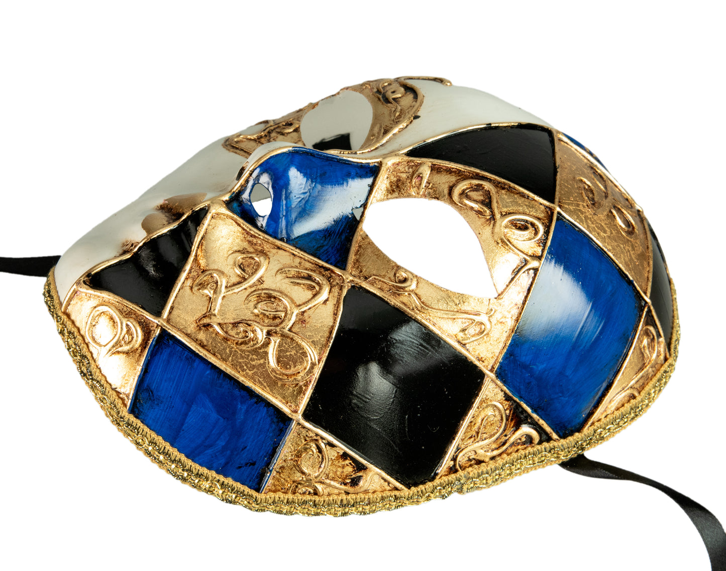Masque Vénitien Volto Bleu et Doré – Artisanat Authentique de Venise