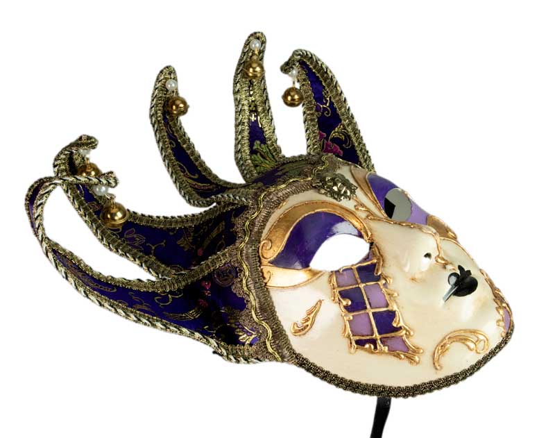 Masque de Venise Jolly Violet Doré à 5 Pointes – Artisanat Authentique de Venise