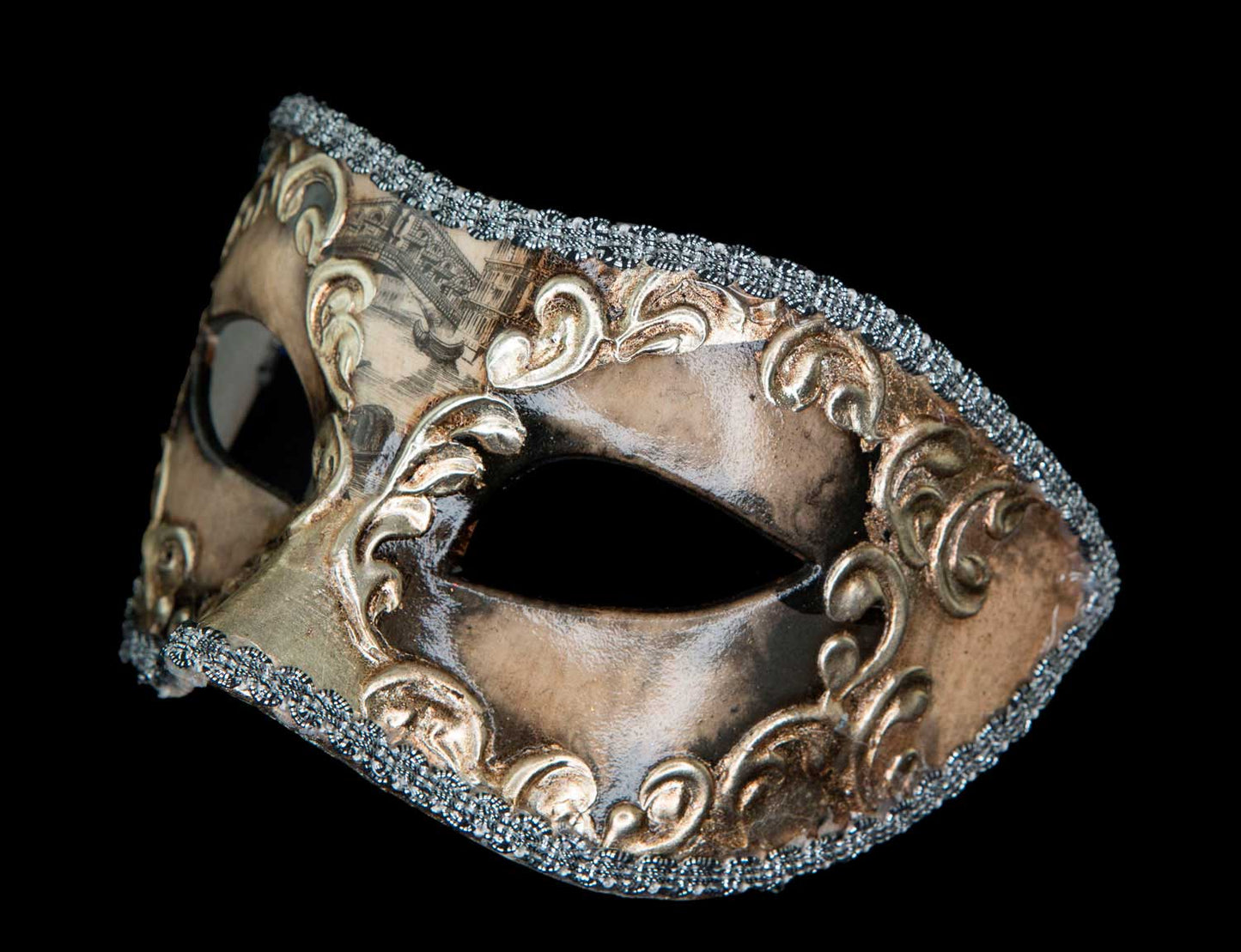 Masque Colombine Gris Argenté Pont du Rialto – Artisanat Authentique de Venise