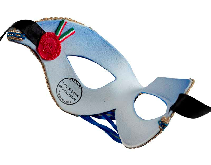 Masque Colombine Bleu et Doré – Artisanat Authentique de Venise