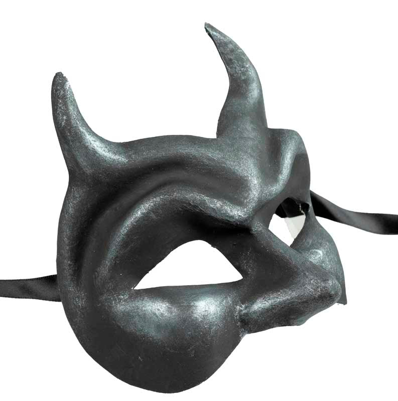 Masque Diable de Venise Noir en Papier Mâché – Artisanat Authentique de Venise