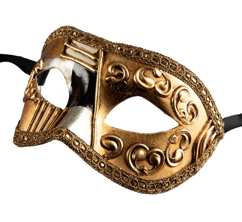 Masque Colombine Occhi Bleu et Doré – Artisanat Authentique de Venise (Copie)