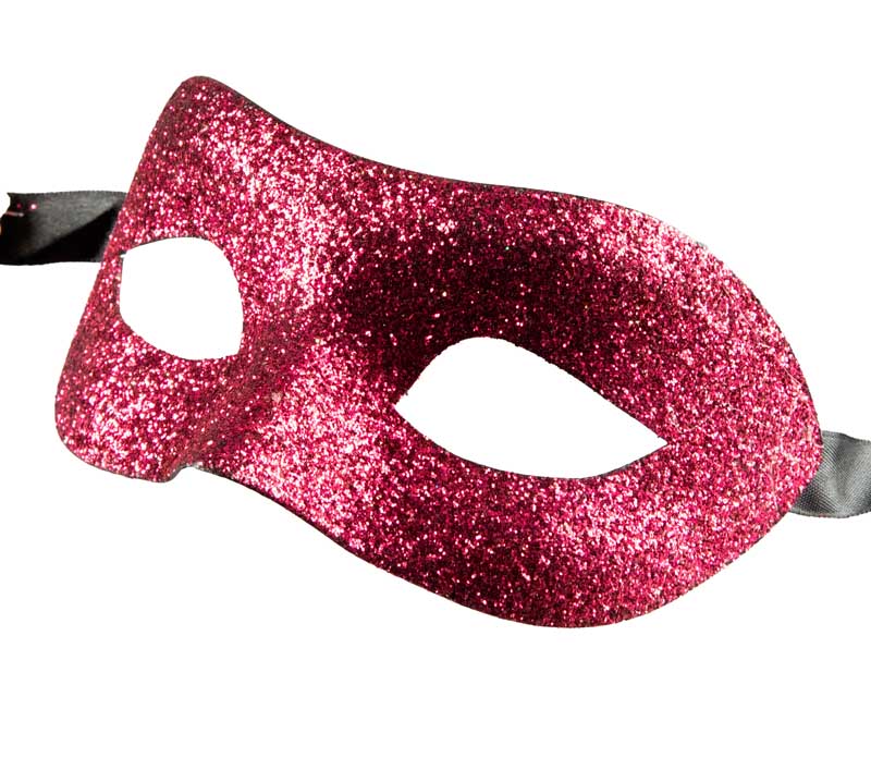Masque Colombine Rose Fuchsia Glitter – Artisanat Authentique de Venise