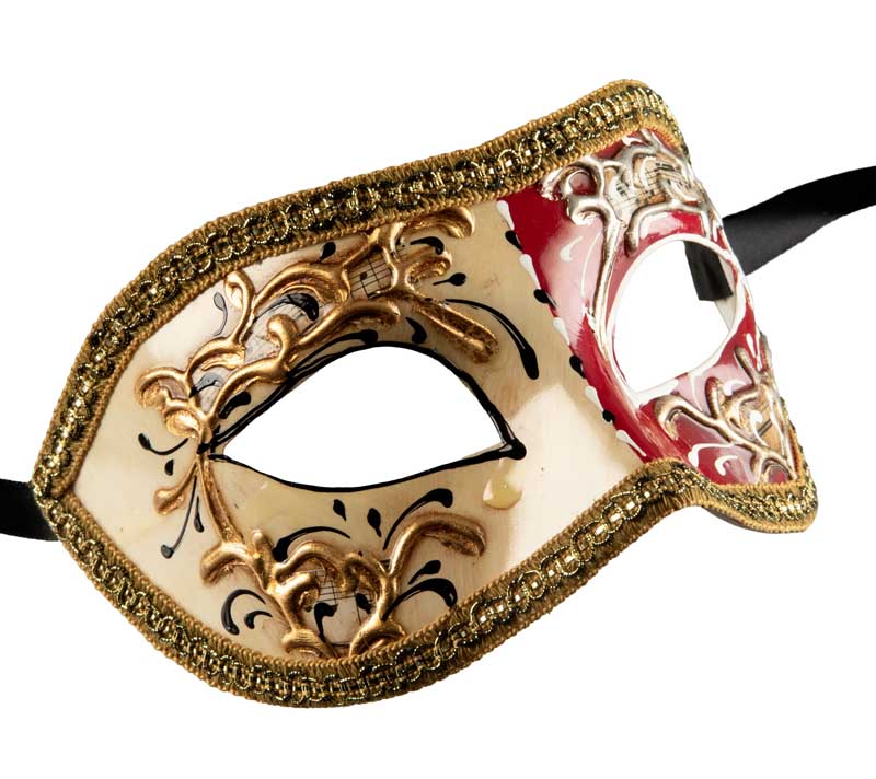 Masque Colombine Night and Day Blanc Rouge – Artisanat Authentique de Venise