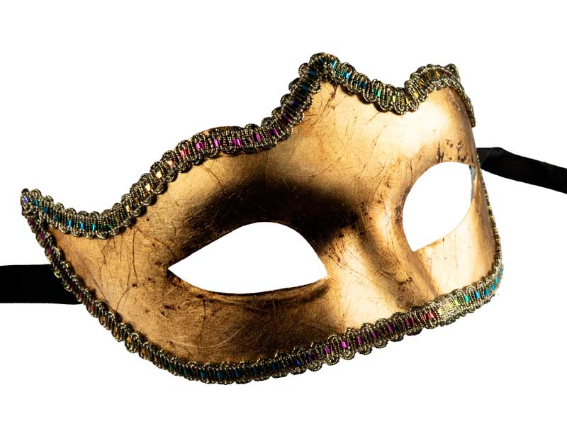 Masque Colombine Doré à Pointe – Artisanat Authentique de Venise