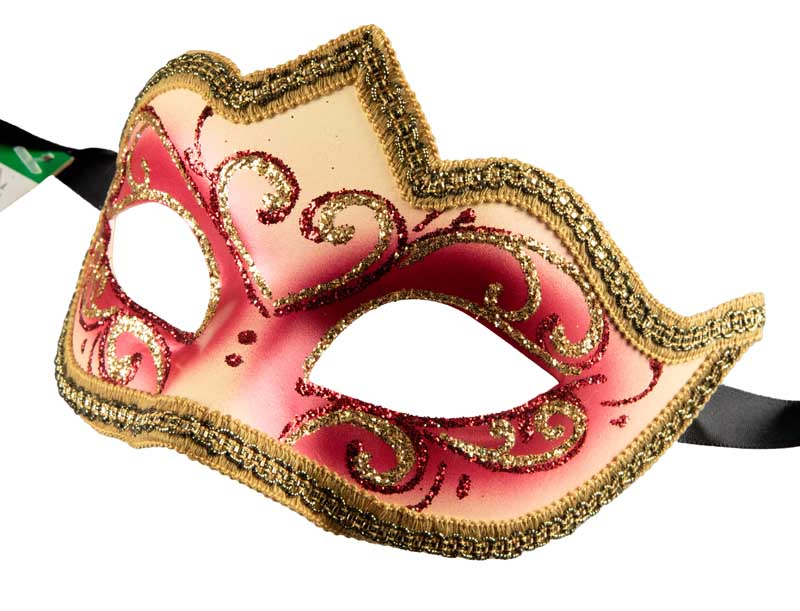 Masque Colombine Rouge Doré Eva – Artisanat Authentique de Venise