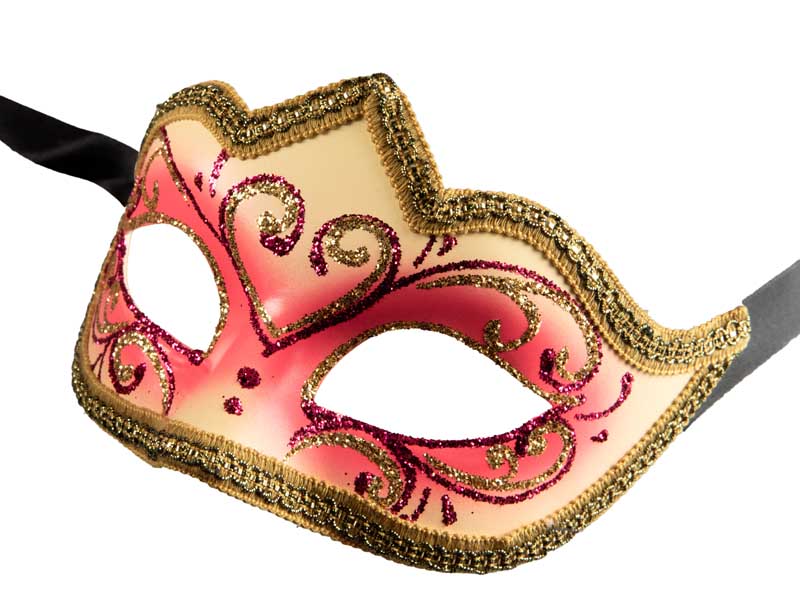 Masque Colombine Rose Doré – Artisanat Authentique de Venise