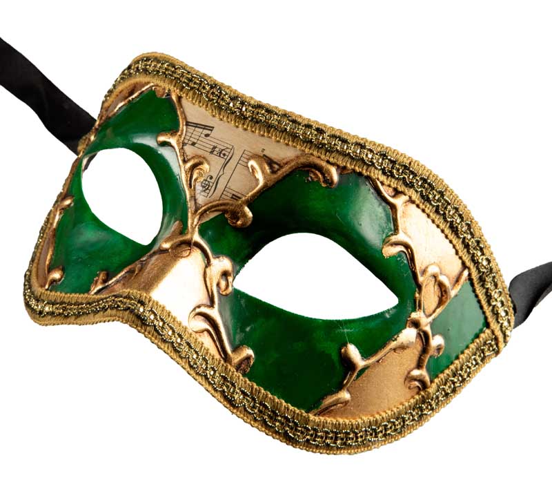 Masque Colombine Vert Doré Venise – Artisanat Authentique et Élégance Vénitienne