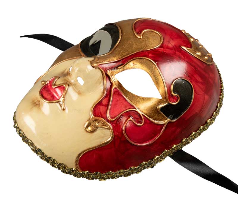 Masque Volto Doré Rouge – Artisanat Authentique de Venise