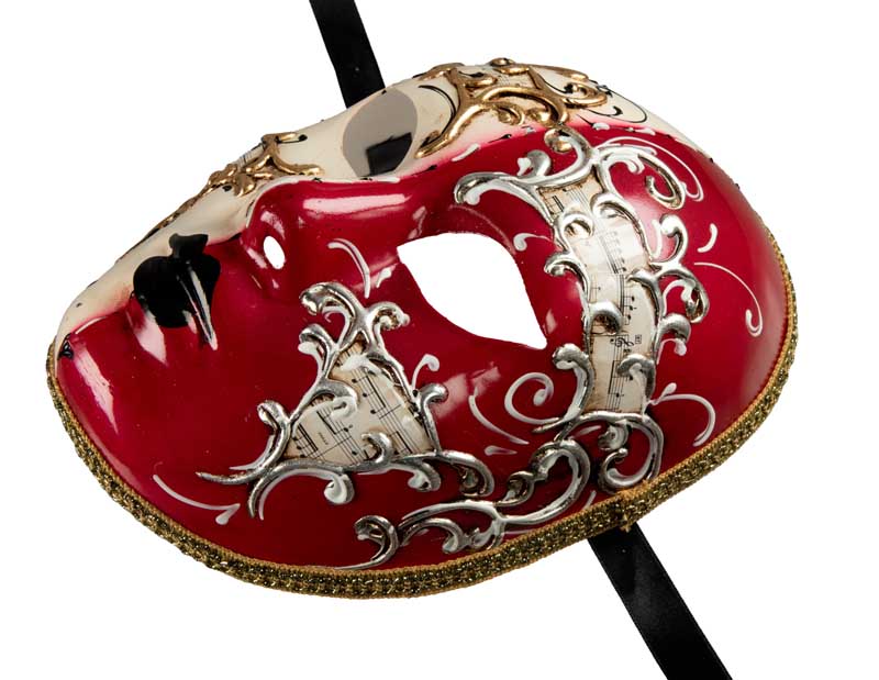 Masque Volto Doré Blanc et Rouge – Artisanat Authentique de Venise