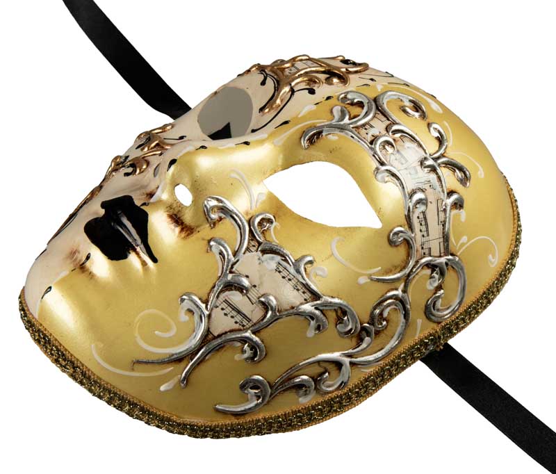 Masque Volto Day Night Doré Blanc et Jaune – Artisanat Authentique de Venise