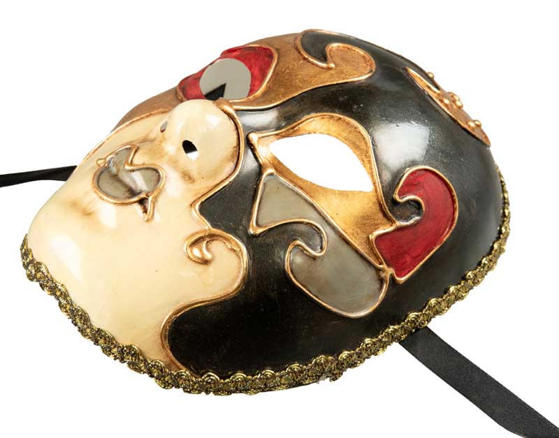 Masque Volto Musica Doré et Noir – Artisanat Authentique de Venise