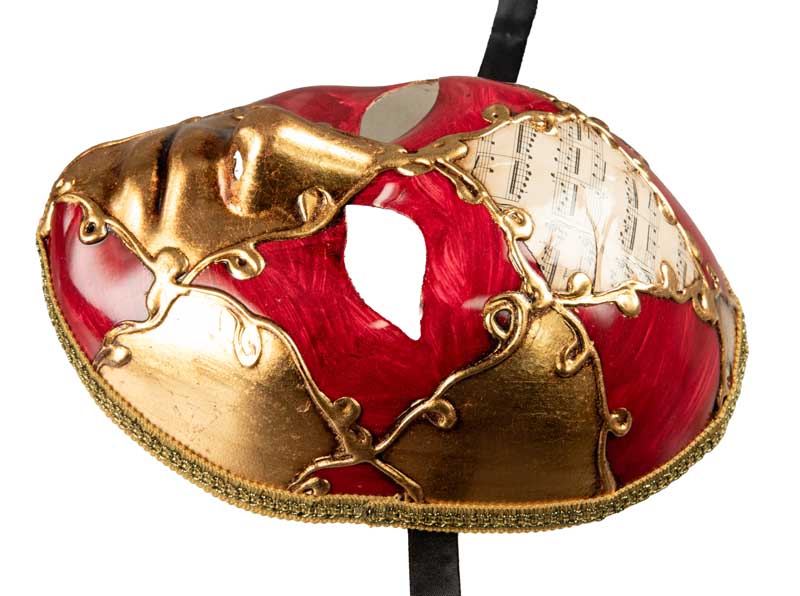 Masque Volto Doré Rouge Symphonia – Artisanat Authentique de Venise