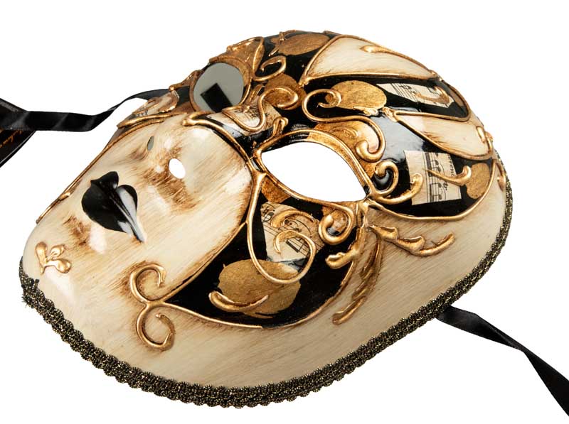 Masque Volto Doré Blanc et Noir – Artisanat Authentique de Venise