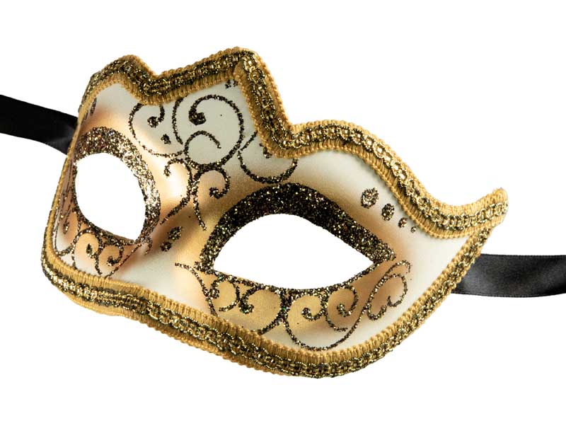 Masque Colombine Noir et Doré à Pointe – Artisanat Authentique de Venise