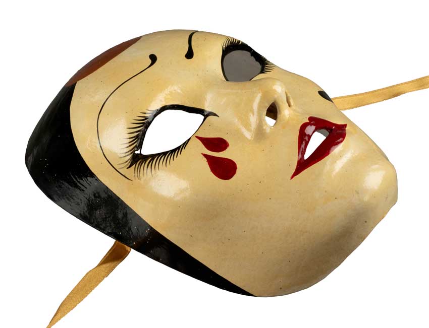 Masque Pierrot en Papier Mâché – Artisanat Authentique de Venise – Artiste Manuela 2007