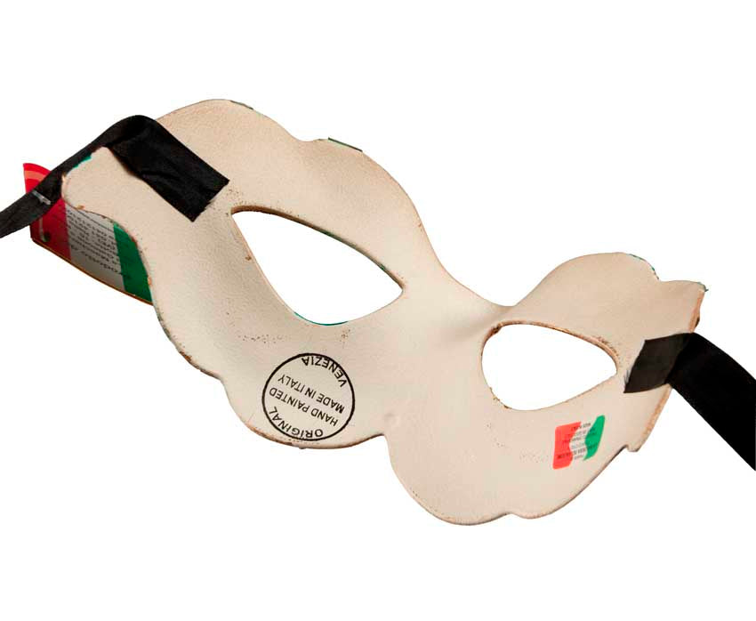 Masque Colombine Blanc Vert et Doré – Artisanat Authentique de Venise