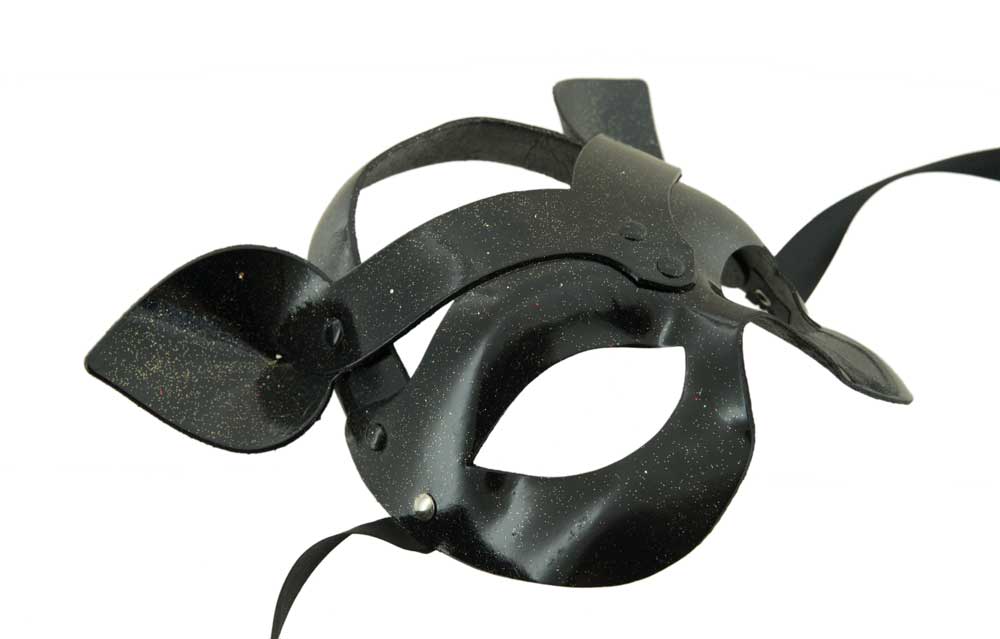 Masque Coquin Chat de Boudoir Noir Pailleté – Artisanat Authentique de Venise