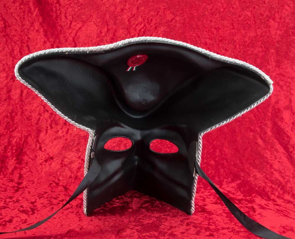 Masque Vénitien Casanova de Luxe – Bauta Musica Noir et Argent – Artisanat Authentique de Venise