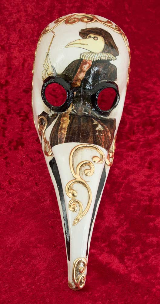 Masque Miniature Docteur de la Peste Doré à la Feuille d’Or – Artisanat Authentique de Venise