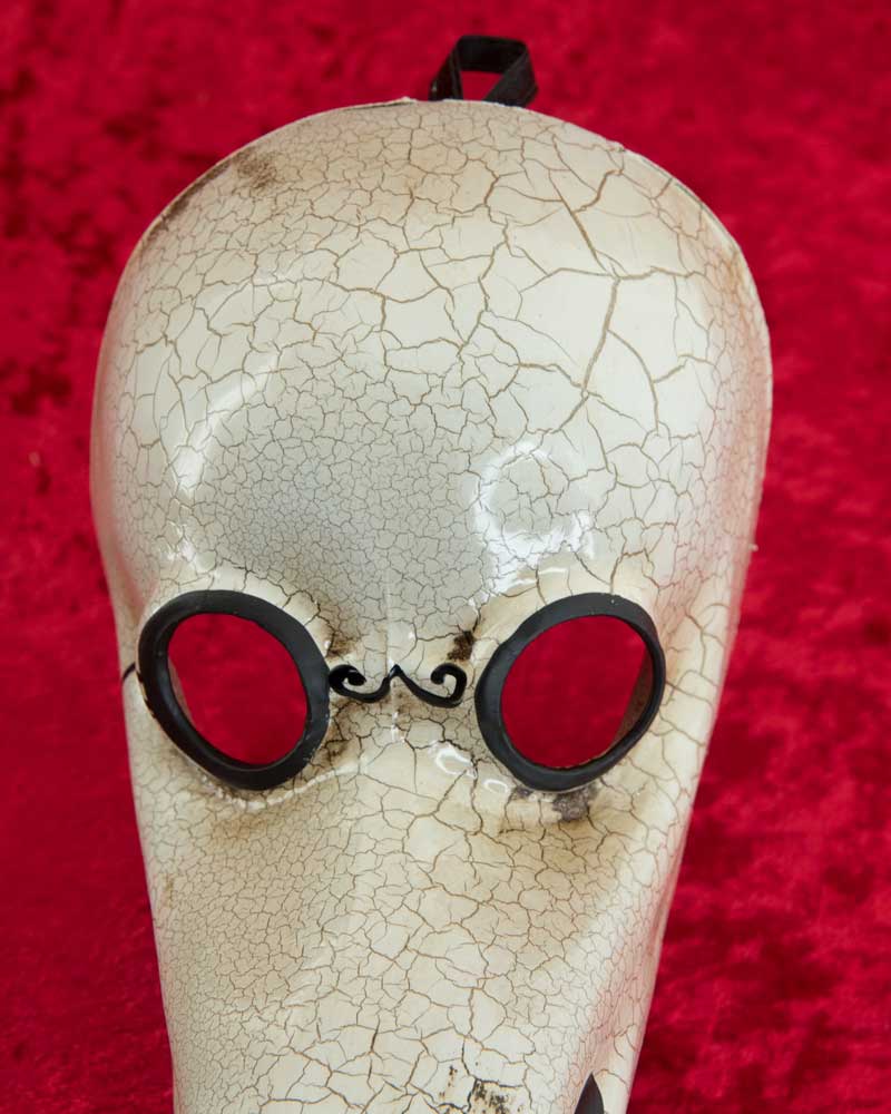 Masque Miniature Docteur de la Peste Craquelé Blanc et Or – Artisanat Authentique de Venise
