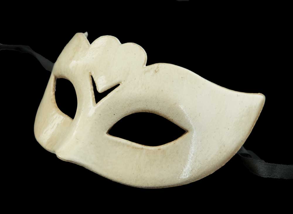 Masque Vénitien Colombine Blanc Écru – Artisanat Authentique de Venise