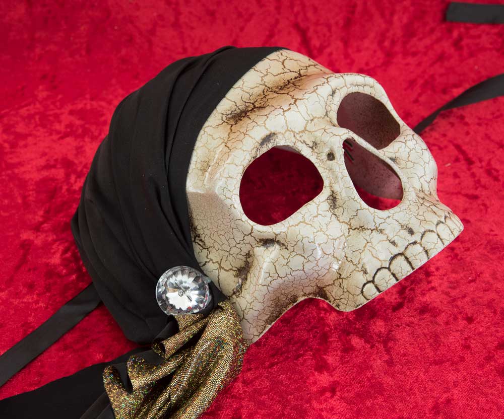 Masque Pirate Tête de Mort à Strass – Artisanat Authentique de Venise