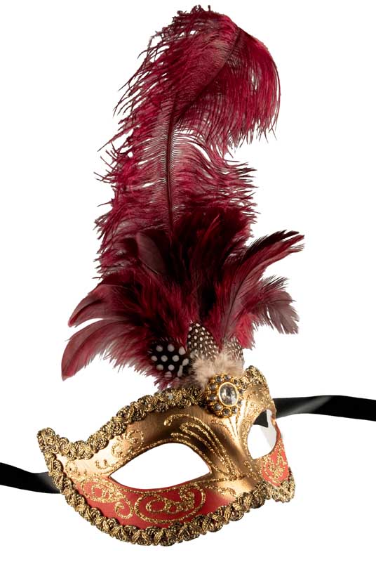 Masque Colombine Rouge Bordeaux – Artisanat Authentique de Venise