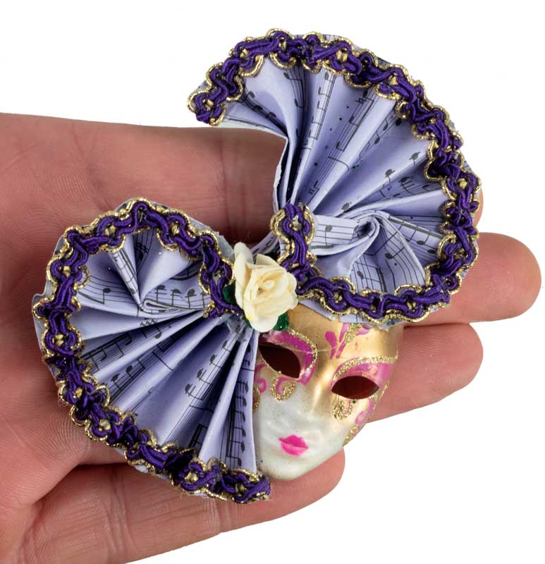 Magnet Masque de Venise Éventail Violet – Artisanat Authentique de Venise