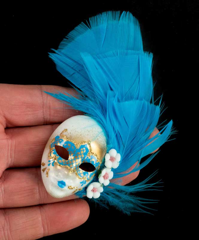 Magnet Masque de Venise Volto Bleu Ciel – Artisanat Authentique de Venise