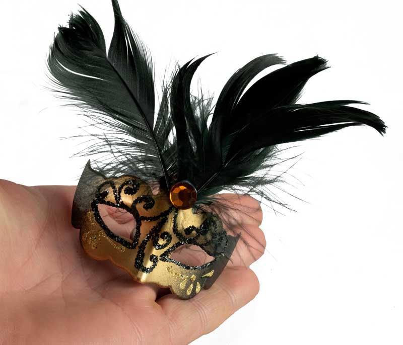 Magnet Masque de Venise Colombine Noir et Doré – Artisanat Authentique de Venise