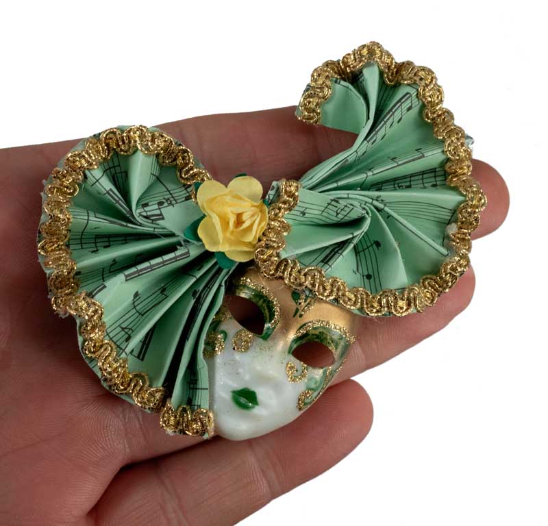 Magnet Masque de Venise Éventail Vert – Artisanat Authentique de Venise