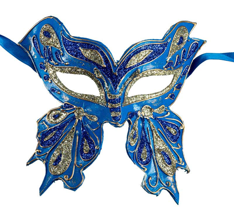 Masque Colombine Farfella Papillon Bleu – Artisanat Authentique de Venise