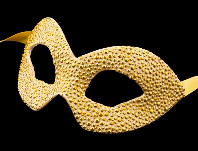 Masque de Venise de Luxe Colombine Strass Doré Swarovski – Artisanat Authentique de Venise