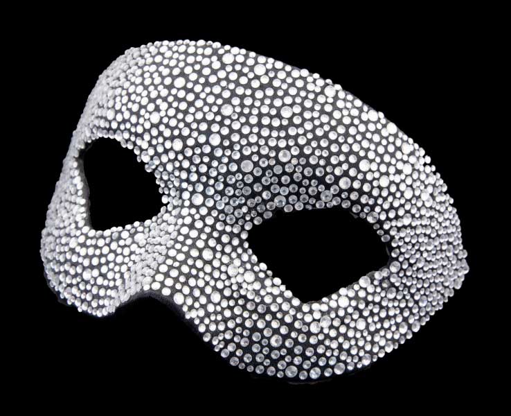 Masque de Venise de Luxe Colombine Strass Argenté Swarovski – Artisanat Authentique de Venise
