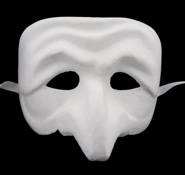 Masque Volto Pucinella Blanc à Peindre – Artisanat Authentique de Venise