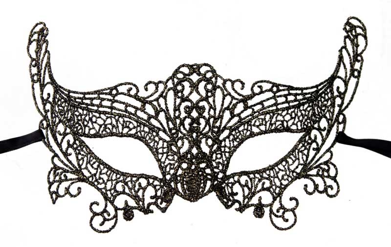 Masque Vénitien Loup EVA Noir Reflets Dorés
