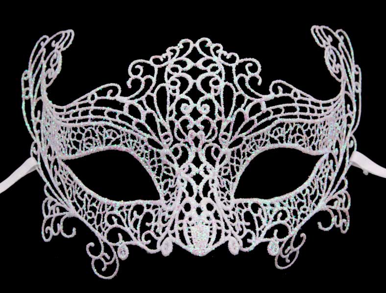 Masque Vénitien Loup EVA Blanc Nacré