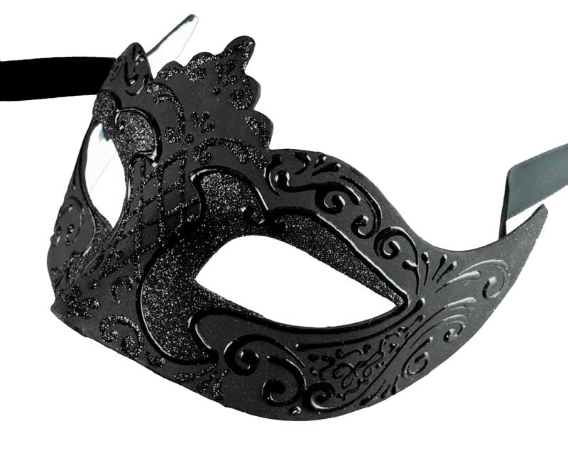 Masque Colombine Noir à Pointe – Artisanat Authentique de Venise