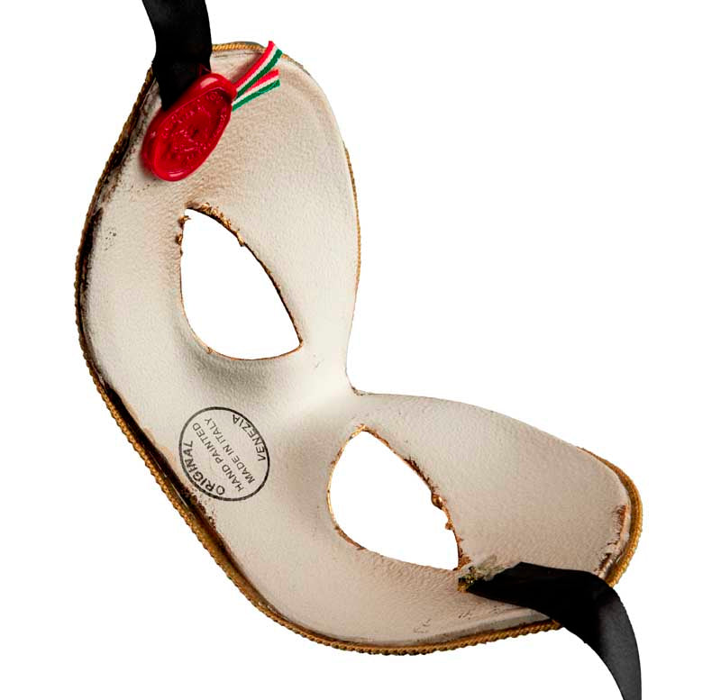 Masque Colombine Blanc Doré Musica – Artisanat Authentique de Venise