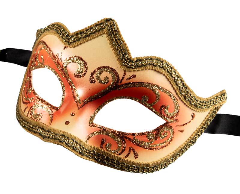 Masque Colombine Orange Doré Eva – Artisanat Authentique de Venise