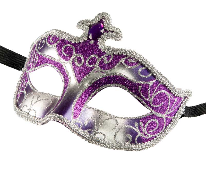 Masque Colombine Violet et Argenté à Pointe – Artisanat Authentique de Venise