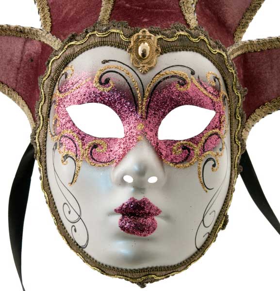Masque de Venise Volto Jolly Rose – Artisanat Authentique de Venise