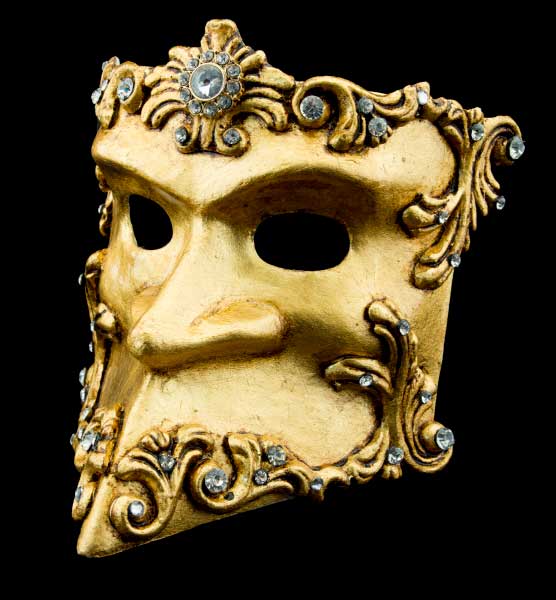 Masque Vénitien Bauta Barocco Masculin Doré – Artisanat Authentique de Venise