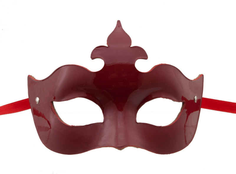Masque Colombine Mystère Rouge Brillant en Cuir – Artisanat Authentique de Venise